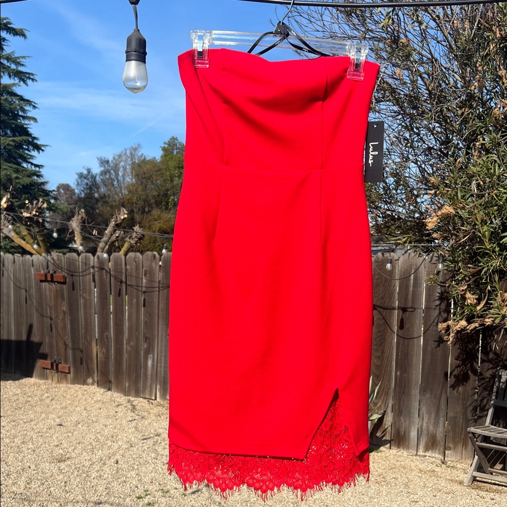 Lulu's Strapless Red Dress